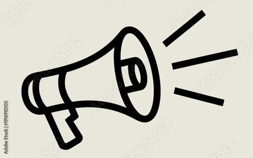 Simple Line Drawing of a Megaphone Emitting Sound Waves.