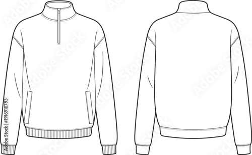 Technical fashion flat sketch of sleeveless peplum blouse with pleated hem and ruffle cap sleeves, front and back views, apparel design vector template