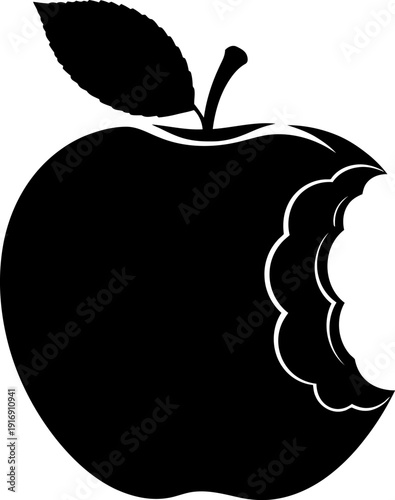 Bite taken out of a black apple icon
