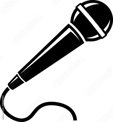 Black and white illustration of a microphone