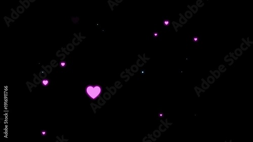 Wallpaper Mural Heart love 2d animation motion graphic on black screen, 4K live style social media heart animation on transparent, many colorful hearts in pink, and white shades, Romantic flying red hearts Torontodigital.ca