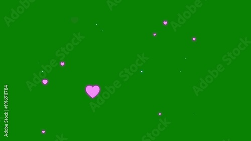 Wallpaper Mural Heart love 2d animation motion graphic on green screen, 4K live style social media heart animation on transparent, many colorful hearts in pink, and white shades, Romantic flying red hearts Torontodigital.ca