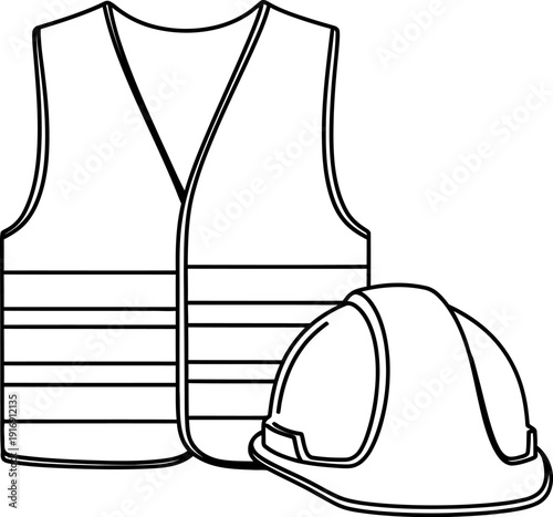 Safety vest and hard hat for construction workers