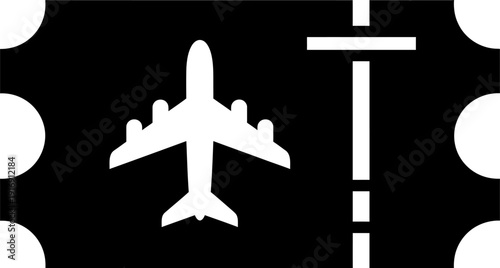 Airplane ticket icon with silhouette design