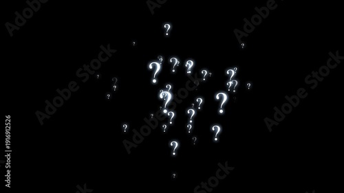 Wallpaper Mural White question mark animation motion, pop up flat icon with particle rotate appear slow float sideways and faded effect, confused dizzy symbol on black screen for web design problem ask concept, 4K Torontodigital.ca
