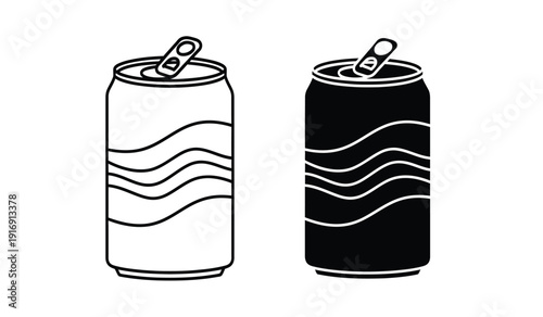Vector illustration of two soda cans with wavy lines one white and one black