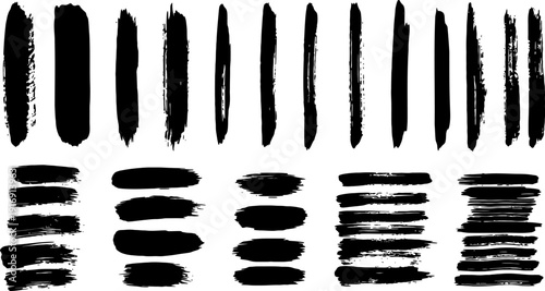 A collection of various black brush strokes and marks on a white background
