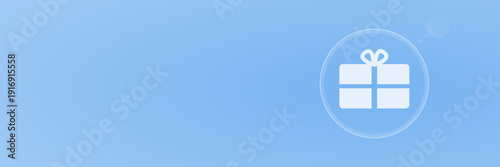 Geschenk Icon Header Blau Vektor Illustration mit Copy Space und svg unter 60 kB