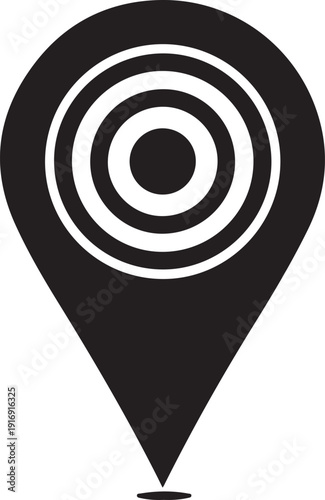 Map Pin Icons Set with Navigation Pointer and GPS Location Target Symbols