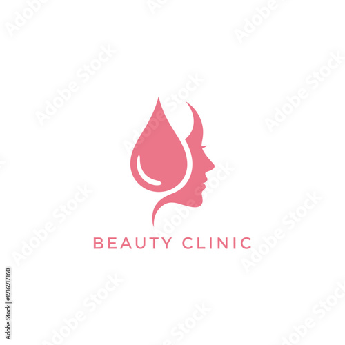 Woman's Face Profile Logo with Droplet Element for Beauty Clinic