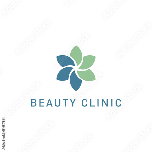 Stylized beauty clinic logo featuring a flower design