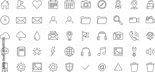 ui, interface, icons, line, vector, app, navigation, communication, media, settings, location, calendar, message, user, technology, digital, system, web, collection, set