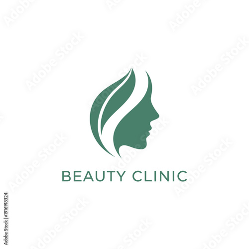 Woman's face with flowing hair logo for beauty services