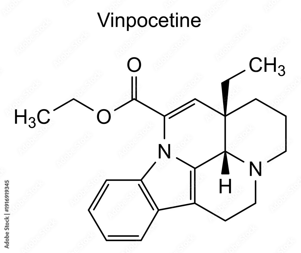Fototapeta premium Vinpocetine, chemical structure of vinpocetine, drug substance