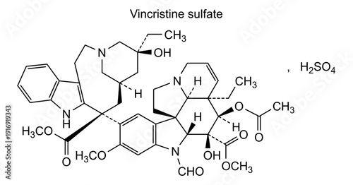 Vincristine sulfate, chemical structure of vincristine sulfate, drug substance