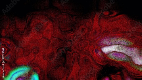 Abstract liquid marble background with intense red chromatic noise and digital grain for experimental music art and dark psychedelic visuals