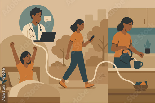 Continuous Remote Healthcare Support Illustration Concept