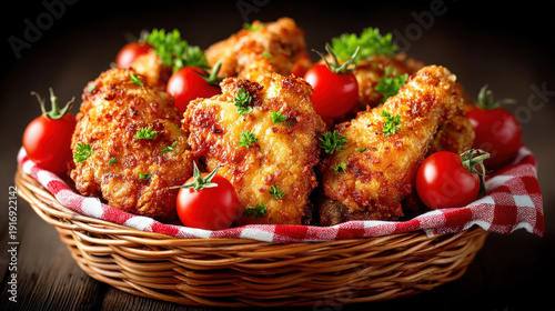 A basket of crispy chicken ...