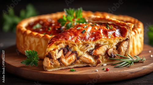 A chicken and mushroom pie ...