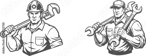 Construction worker holding tools illustration vector flat design hardworking laborer