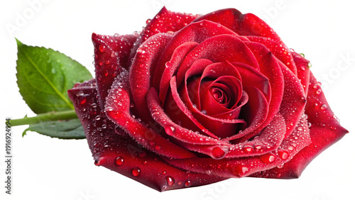 Vibrant red rose blooming with dew drops, Isolated On White Background.png