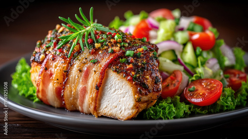 Chicken breast wrapped in b...