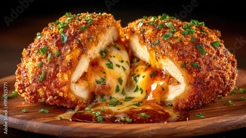 Chicken kiev cut open to re...