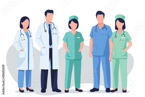 Vector of a medical staff, group of doctors and nurses

