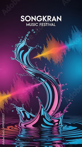 Songkran Thailand campaign visual, mix of tradition and modern celebration, premium advertising style, water effects, tropical color palette, PSD mockup, professional branding layout