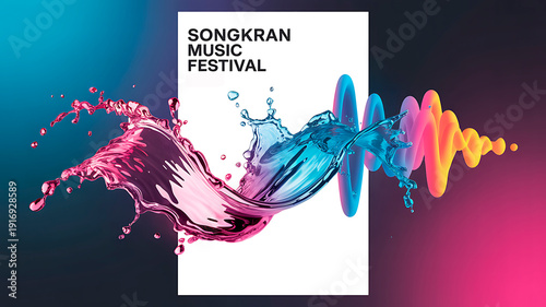 Songkran Thailand campaign visual, mix of tradition and modern celebration, premium advertising style, water effects, tropical color palette, PSD mockup, professional branding layout