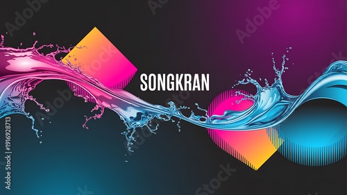 Songkran Thailand campaign visual, mix of tradition and modern celebration, premium advertising style, water effects, tropical color palette, PSD mockup, professional branding layout
