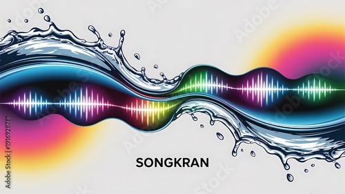 Songkran Thailand campaign visual, mix of tradition and modern celebration, premium advertising style, water effects, tropical color palette, PSD mockup, professional branding layout