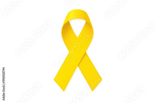 Yellow ribbon standing for awareness, solidarity, and hope. Representing support for health causes and prevention campaigns