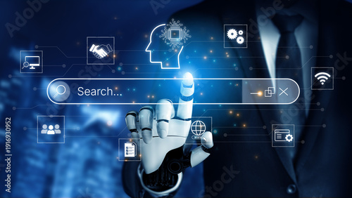 Cuadro en lienzo Artificial intelligence AI search concept enabling smarter discovery, recommendations to digital services and knowledge