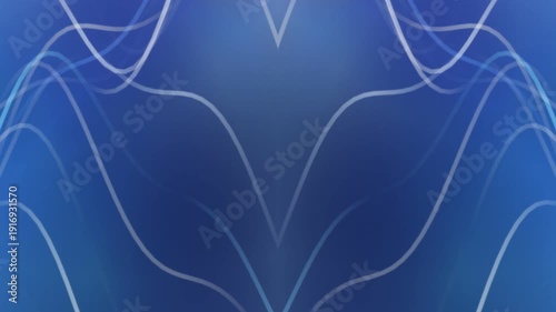 4K Abstract Neon Wave Geometric Symmetry Background | Blue Glowing Fluid Lines Loop