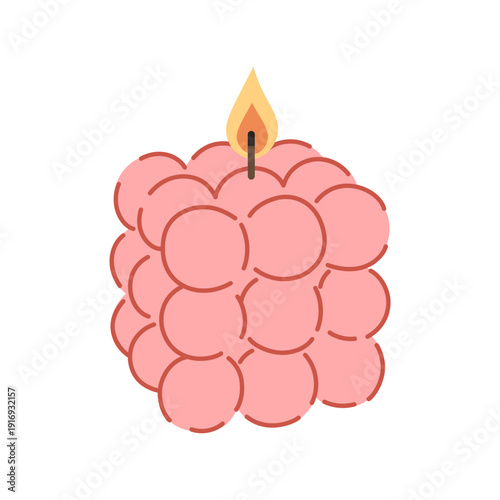 Trendy cube candle. Modern scented cozy candle for home interior decor. Vector illustration in flat style