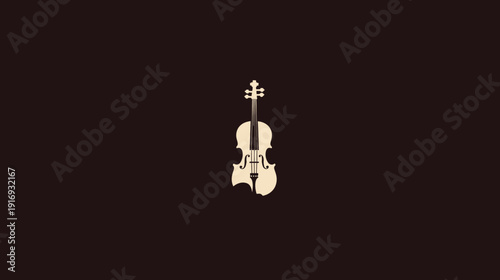 A cream-colored violin is centered on a dark brown background, minimalist music design