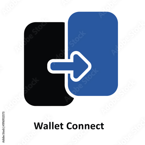 Digital wallet connection icon with an arrow indicating data transfer for secure online transactions