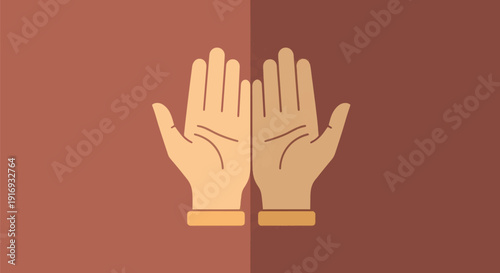 Ramadhan Kareem wishes and greetings with open hands illustration