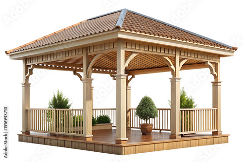 Veranda with a pergola roof, Isolated On White Background.png