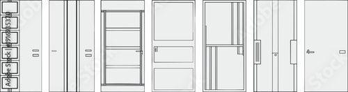 Door, design, modern, traditional, wood, panel, glass, handle, knob, rectangle, square, grid, decorative, vector, illustration, pattern, element, layout, background, architectural, template, classic