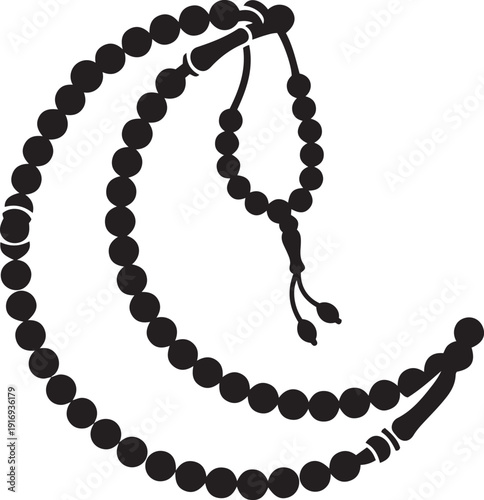 Islamic Prayer Beads Tasbih Muslim Dhikr Meditation Accessory Black Silhouette
