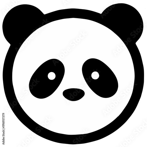 Cute panda face with big eyes and ears on white background