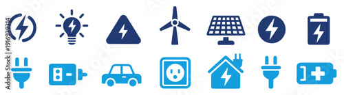 renewable green energy flat icon set