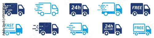 fast delivery truck icon set