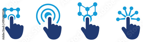 interactive technology icon set collection