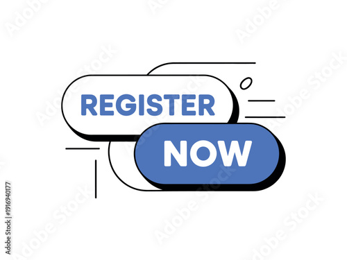 A graphic illustration of a register now button on a white background