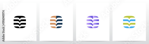 Abstract Open Book Pages Stripes Letter Initial Logo Design O