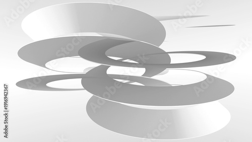 Wallpaper Mural Abstract minimal white spirals create a modern geometric sculpture that conveys balance, motion and calm. 3d rendering illustration Torontodigital.ca