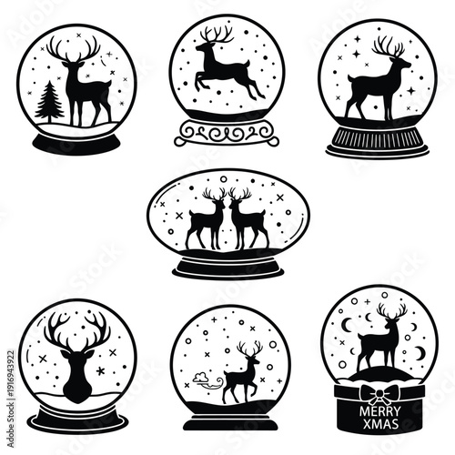 set of vector icons for deer